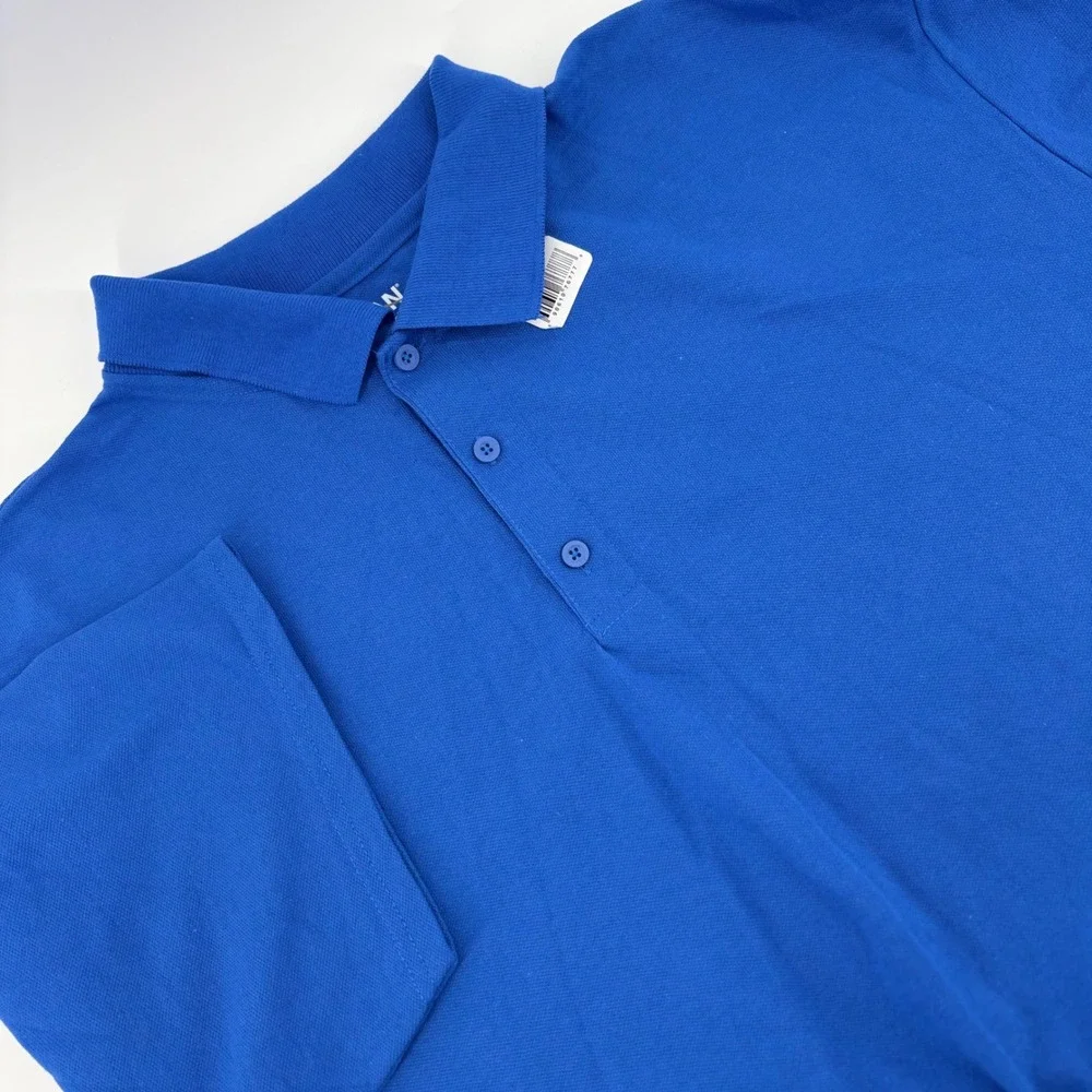Gildan DryBlend Polo Shirt 2XL Blue Short Sleeve Pique Knit Mens